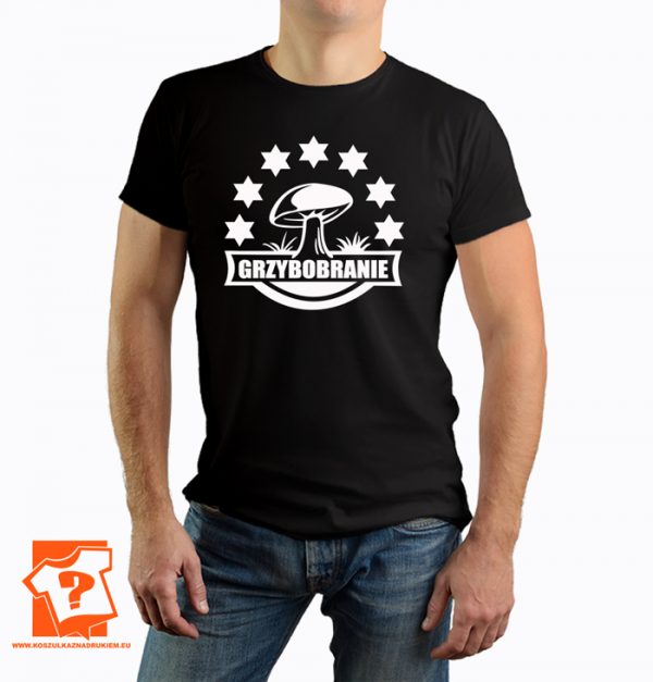 Grzybobranie - męska koszulka z nadrukiem dla miłośników grzybów