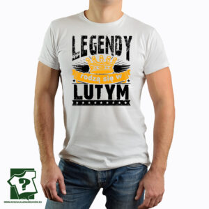 T-shirt męski z nadrukiem legendy rodzą się w lutym - koszulka z nadrukiem