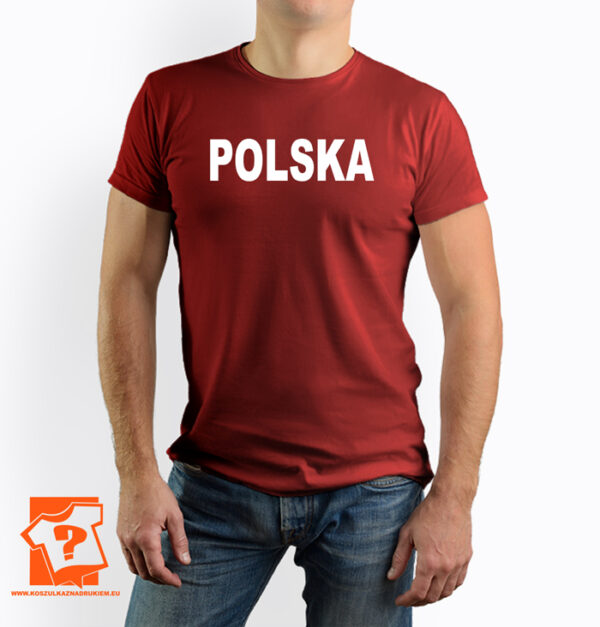 Czerwona koszulka z napisem Polska - koszulka z nadrukiem