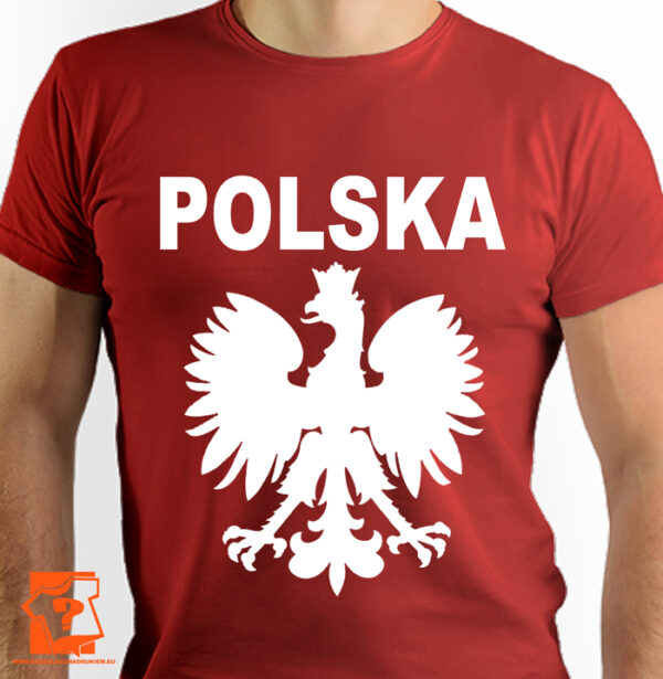 Czerwona koszulka z napisem Polska i orłem - koszulka z nadrukiem