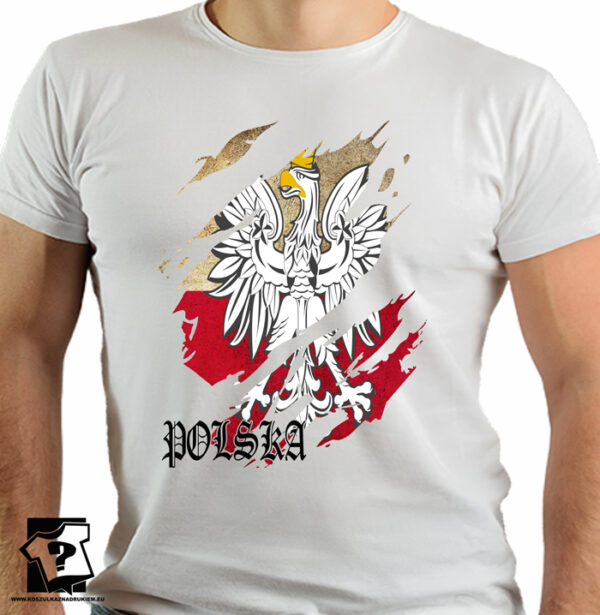 Koszulka patriotyczna z orłem i napisem Polska - koszulka z nadrukiem