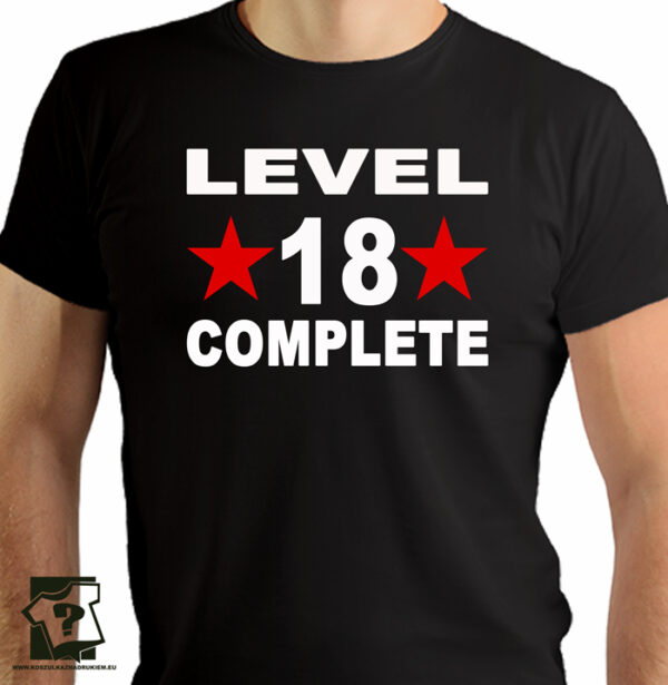Koszulka level 18 complete - śmieszny prezent urodzinowy - koszulki z nadrukiem
