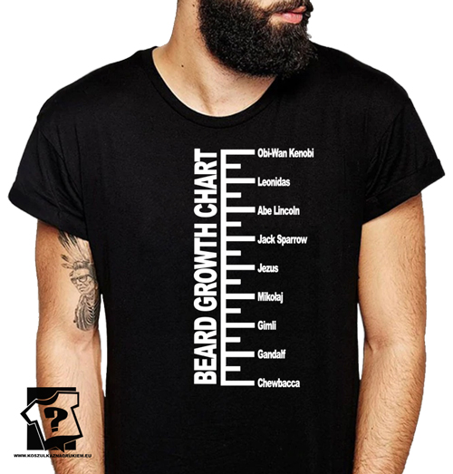 Beard growth chart koszulka dla brodaczy śmieszne koszulki męskie prezent