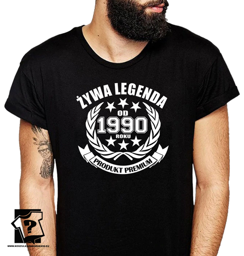 ?ywa legenda 1990 koszulka personalizowana z nadrukiem na urodziny. Prezent na urodziny