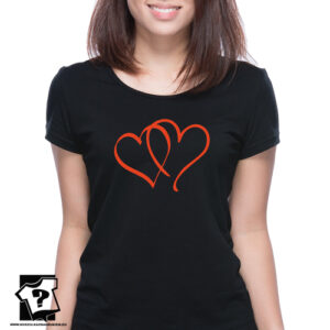 Dwa serca damska koszulka z nadrukiem