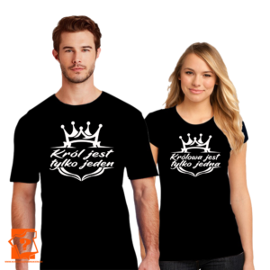 Koszulka na walentynki dla par zakochanych dla dwojga - król jest tylko jeden królowa jest tylko jedna