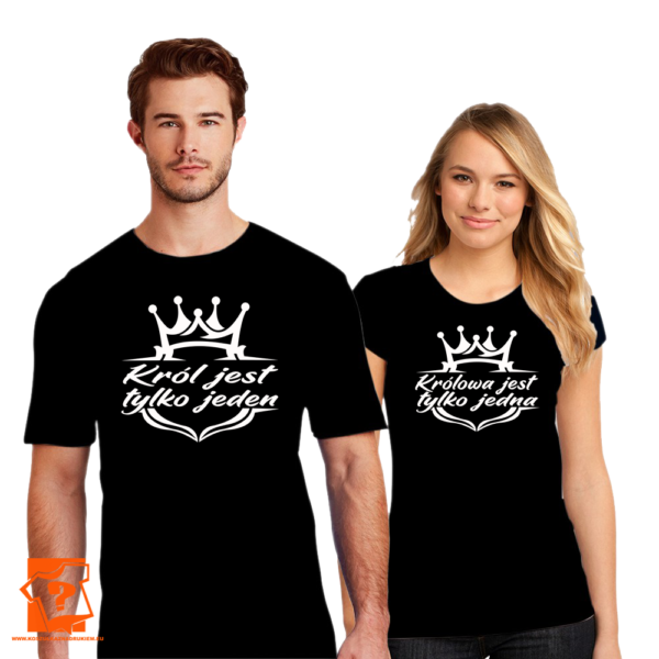 Koszulka na walentynki dla par zakochanych dla dwojga - król jest tylko jeden królowa jest tylko jedna